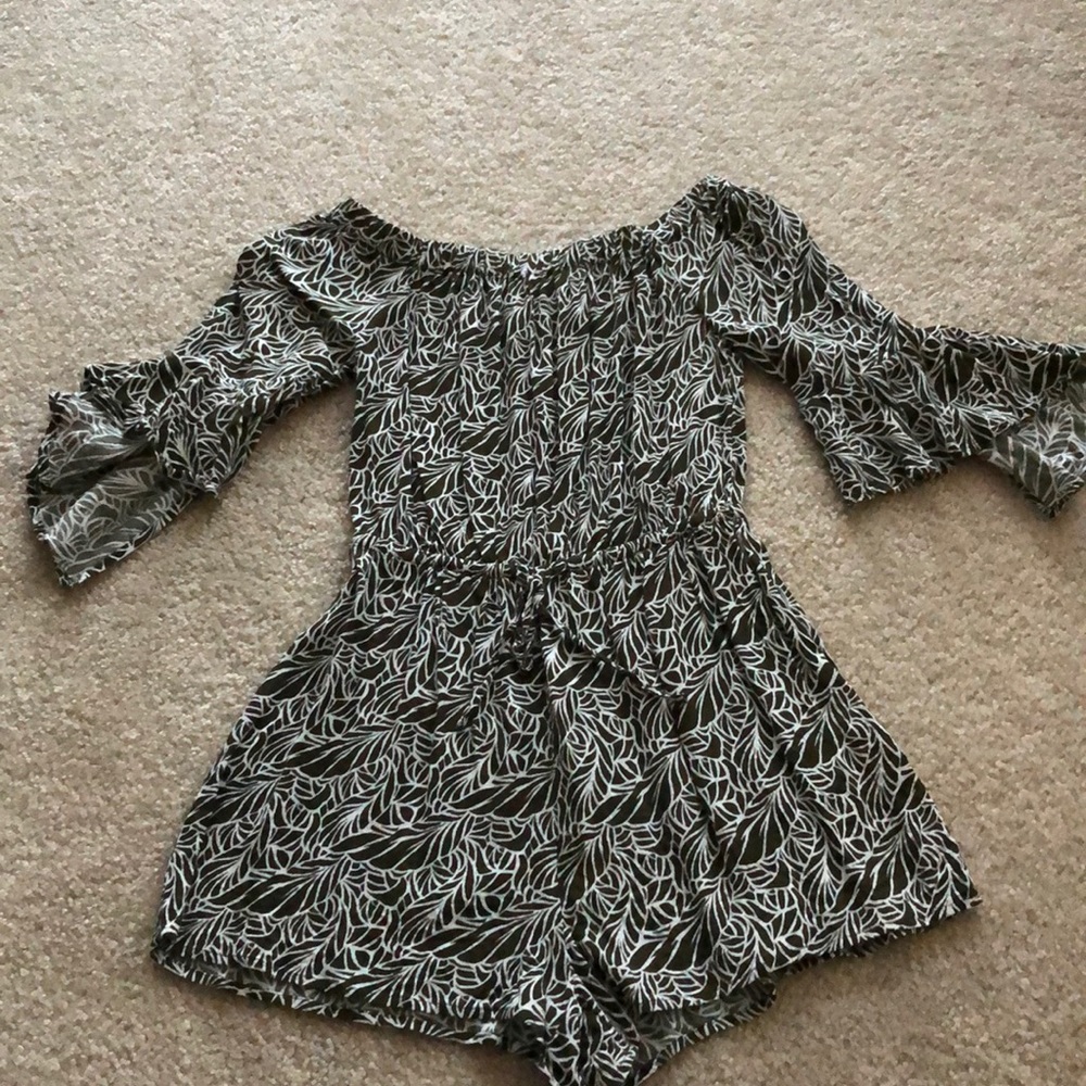 Green and white romper